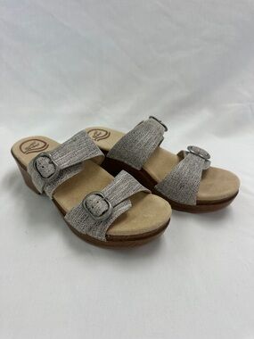 Dansko Gray Textured Double-Buckle Sandal